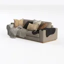 Minimalist Fabric Living Room Sofa With Decorative Pillows Blankets 3D Model Left 45 Degree View