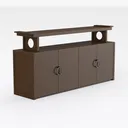 Minimalist Solid Wood Sideboard with Top Shelf 3D Model Right 45 Degree View