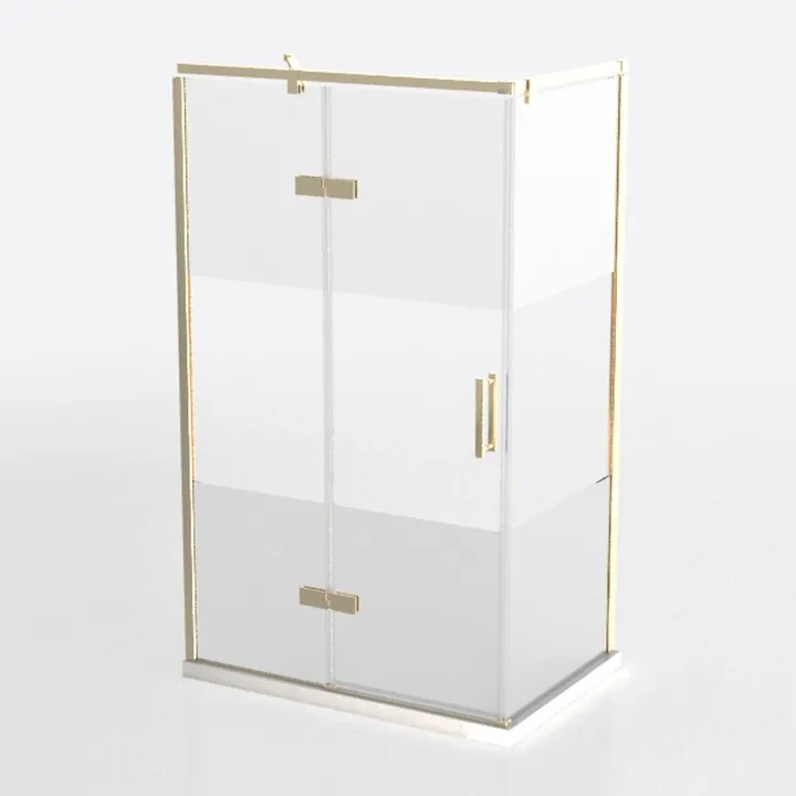 Modern Gold Brass Glass Shower Enclosure 3D Model