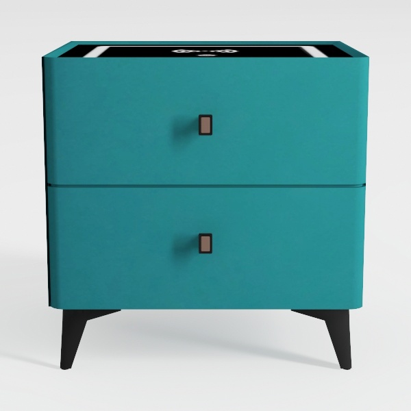 Mid-Century Modern Nightstand with 2 Drawers