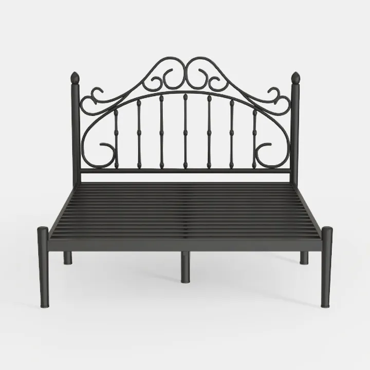 Vintage Black Metal Ornate Headboard Bed Frame 3D Model