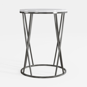 Modern Marble Top Metal Frame Round Side End Table 3D Model