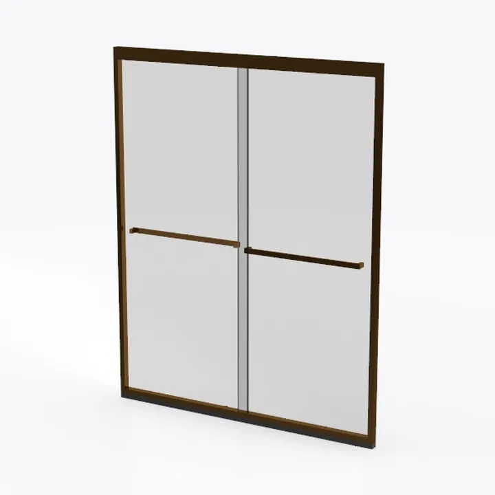 Modern Bronze Frame Glass Sliding Shower Door 3D Model