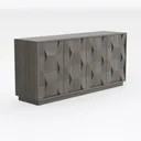 Modern Geometric Pattern Solid Wood Sideboard 3D Model Right 45 Degree View