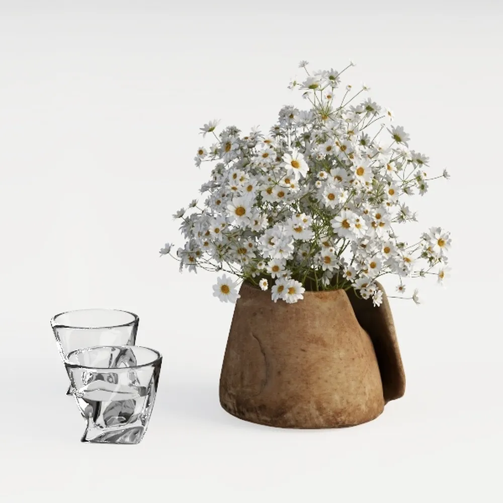 UPWOIGH Brown Circular Rustic Ceramic Flower