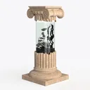 9" Textured Vase with Linear Stripe, Rustic Left 45 Degree View