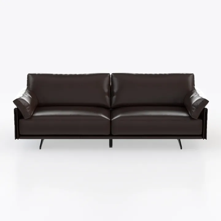 INSTORY Leather Sofa Modern Couch with Wooden Legs