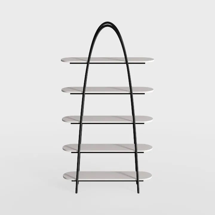 Modern Minimalist Black Metal White Shelf Bookshelf 3D Model