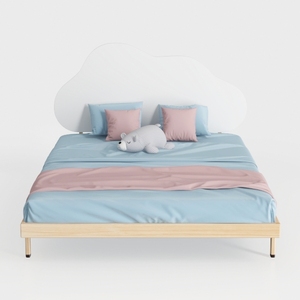 Full Size Upholstered Cloud Shape Bed,Velvet Platf