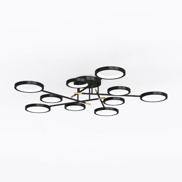 Ceiling light-8887-10 head-black+gold