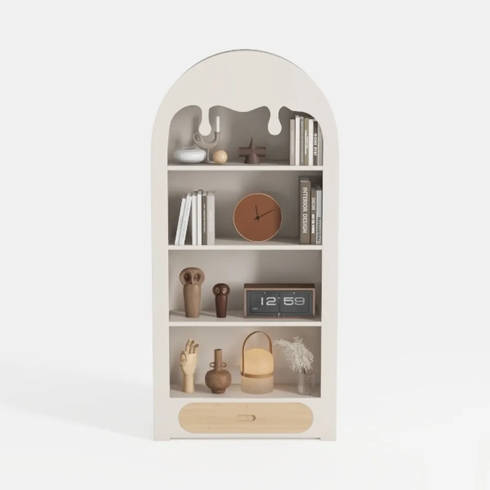 71" Display Cabinets, Brown Farmhouse Bookshelf