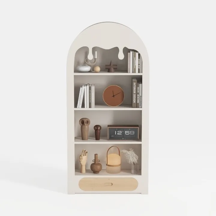 71" Display Cabinets, Brown Farmhouse Bookshelf