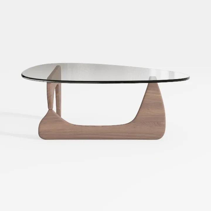 Modern Solid Wood Glass Top Coffee Table 3D Model