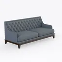 Contemporary Tufted Leather Loveseat Sofa With Solid Wood Base 3D Model Right 45 Degree View