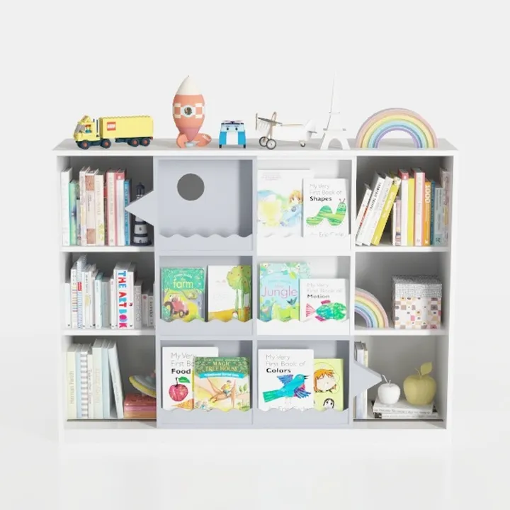 Minimalist White Kids Bookshelf Storage Organizer 3D Model