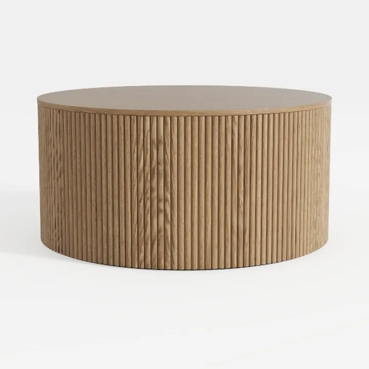 Oval Coffee Table for Living Room, Modern Fluted