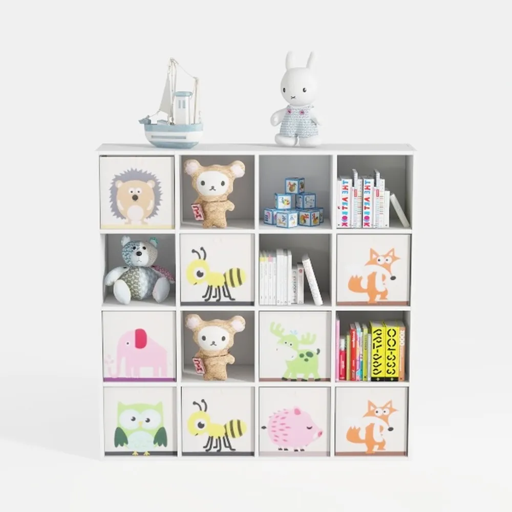 White Bookshelf, Wood Bookcase with 3 Tier Shelves