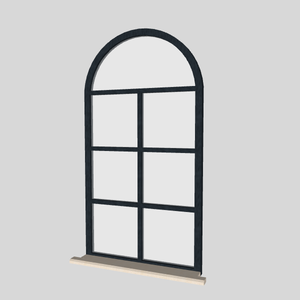 Modern Black Metal Arched Window 3D Model