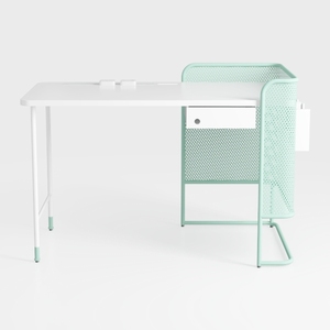 ProTuning Scrivania PÅHL con mensola, 96x58 cm, bianco/turchese