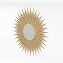 Bohemian Rattan Sunburst Wall Mirror 3D Model Left 45 Degree View