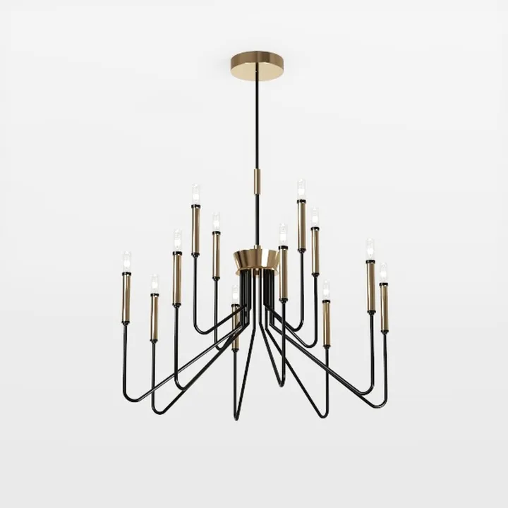 Modern Black Brass Metal Candle Chandelier 3D Model