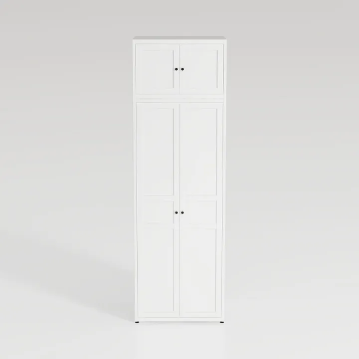 Minimalist White Solid Wood Tall Storage Cabinet 3D Model