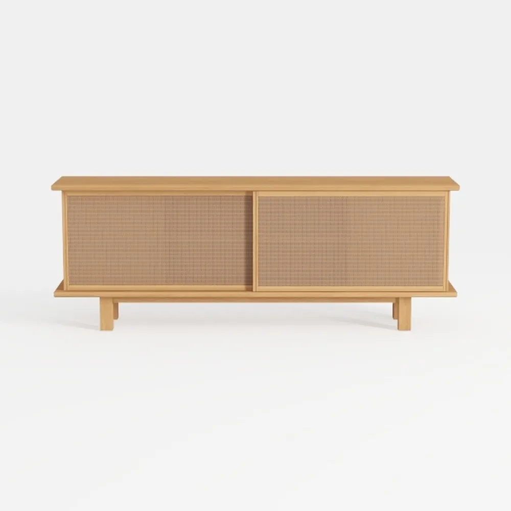 Fluted Storage Cabinets Set of 2, Sideboard Buffet