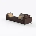 Modern Dark Brown Leather L Shaped Sectional Sofa With Throw Pillows 3D Model Left 45 Degree View