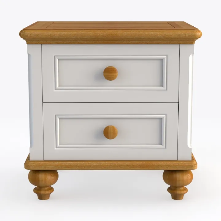 Traditional Two Tone Solid Wood Nightstand 3D Model