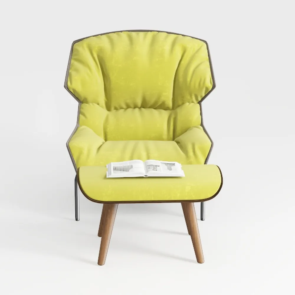 Lazy Chair with Folding Ottoman Modern Large