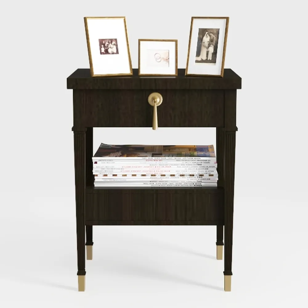 FATORRI End Table with Storage, Rustic Side Table