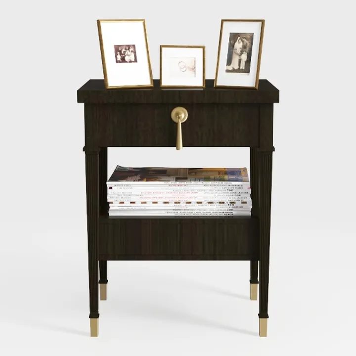 FATORRI End Table with Storage, Rustic Side Table