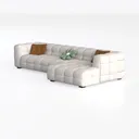 Minimalist Fabric L Shape Sectional Sofa 3D Model Left 45 Degree View