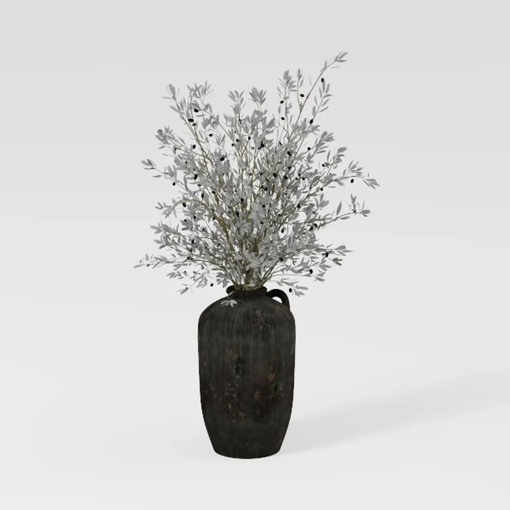 Ceramic Faded Black Vase Home Decor, Flower Vase
