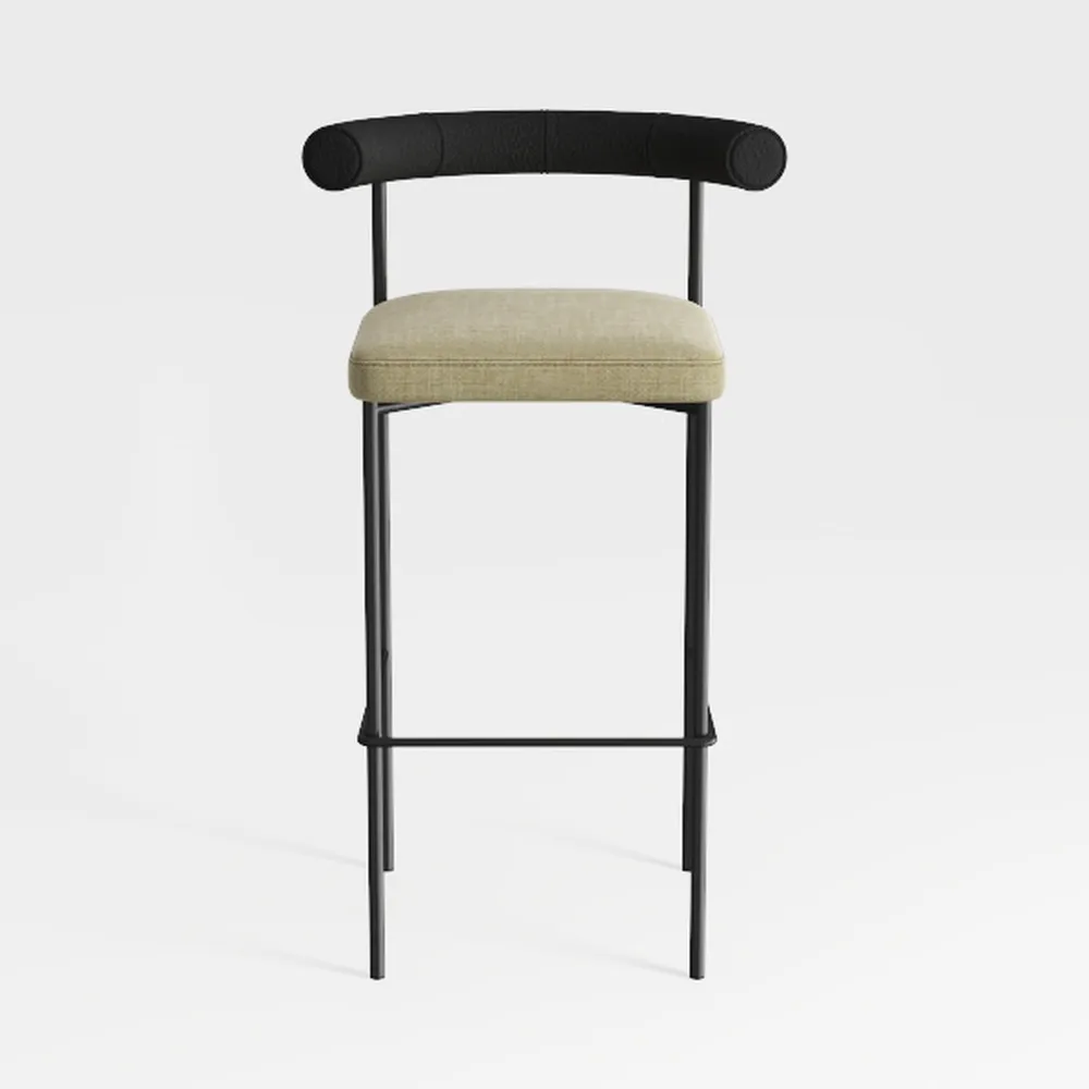 Ramona 26 in. Beige Metal Counter Stool with Faux 