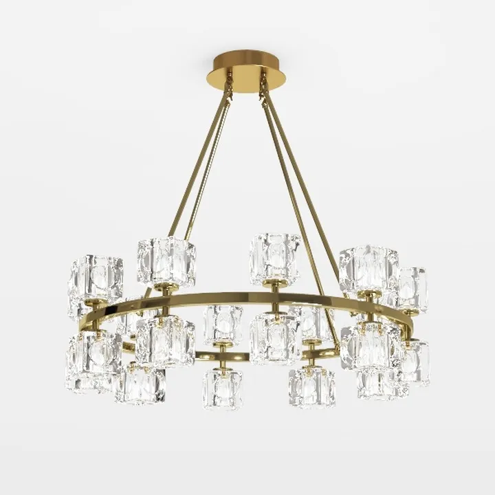 Modern Brass Crystal Chandelier 3D Model