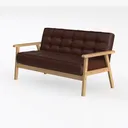 Modern Solid Wood Leather Tufted Loveseat Sofa 3D Model Left 45 Degree View