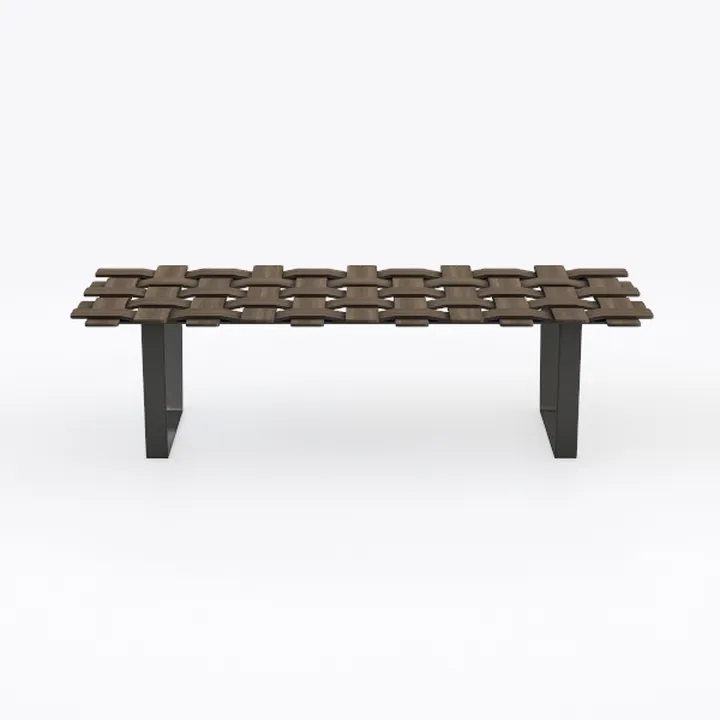 Patio Metal Frame Wicker Rattan Outdoor Bench Chai