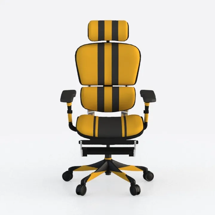 Yellow Black Fabric Ergonomic Office Gaming Chair 3D Model