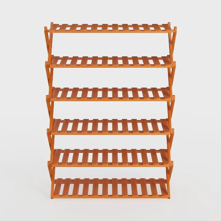 Minimalist Solid Wood Freestanding Multi Tier Shoe Rack Storage 3D Model