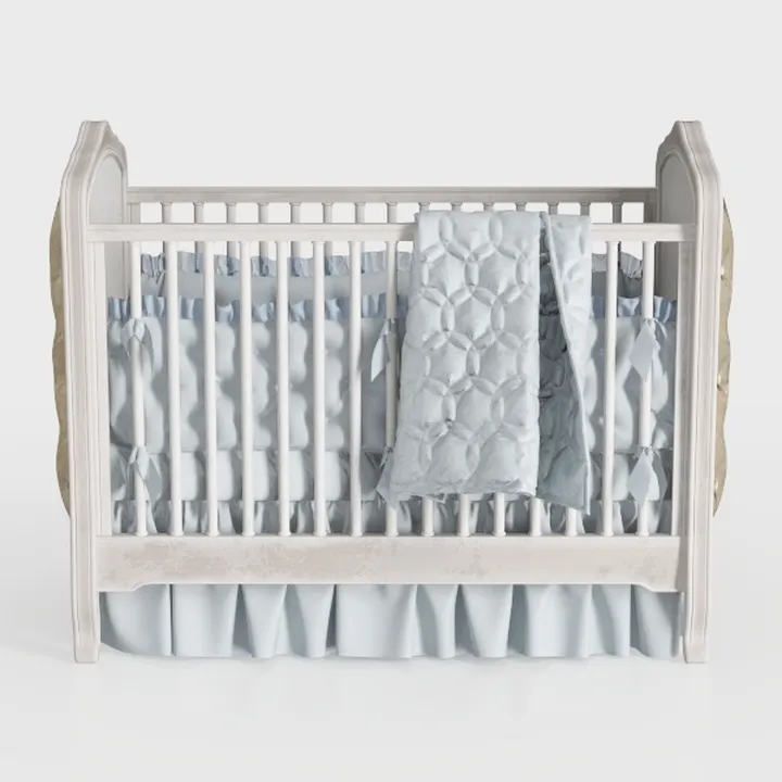 Minimalist White Solid Wood Baby Crib 3D Model