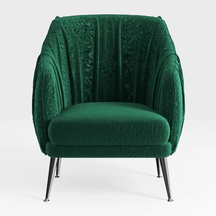 Modern Emerald Green Velvet Upholstered Accent Armchair 3D Model