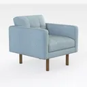 Minimalist Light Blue Fabric Tufted Armchair 3D Model Right 45 Degree View