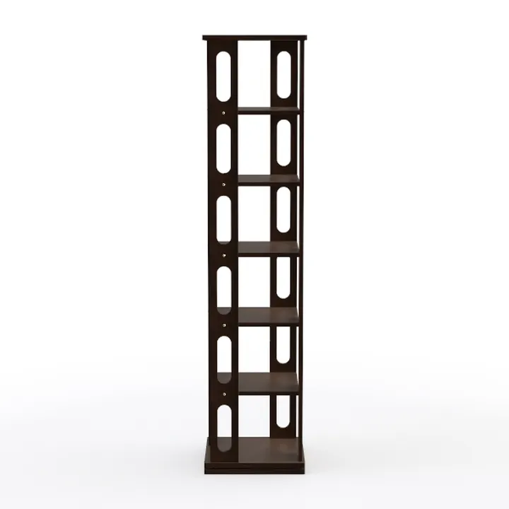 Minimalist Dark Solid Wood Tall Narrow Bookshelf 3D Model