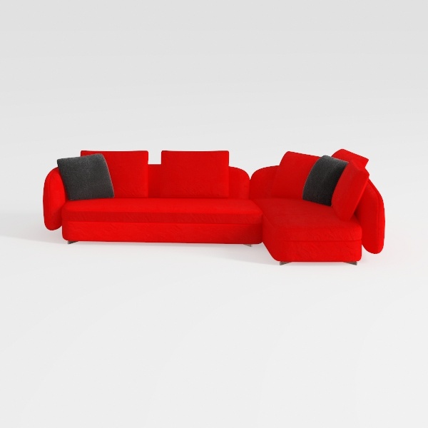 ZURI Modern Vitali Red Microfiber Leather Sectiona