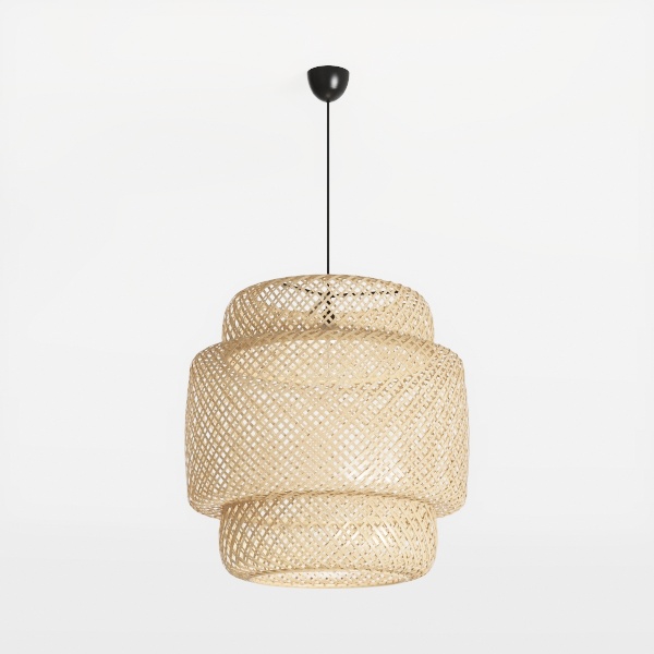 Wood Beaded Rattan Chandelier Boho Hand Woven