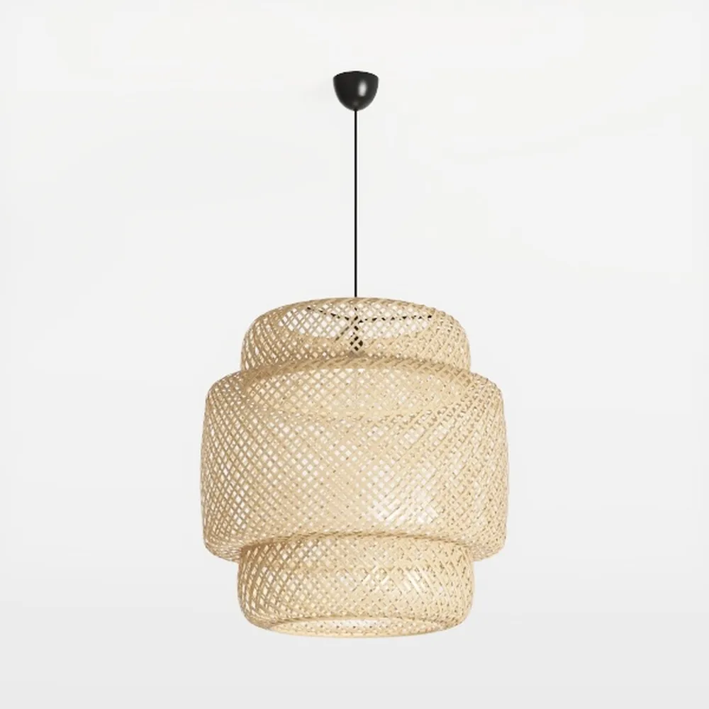 Wood Beaded Rattan Chandelier Boho Hand Woven