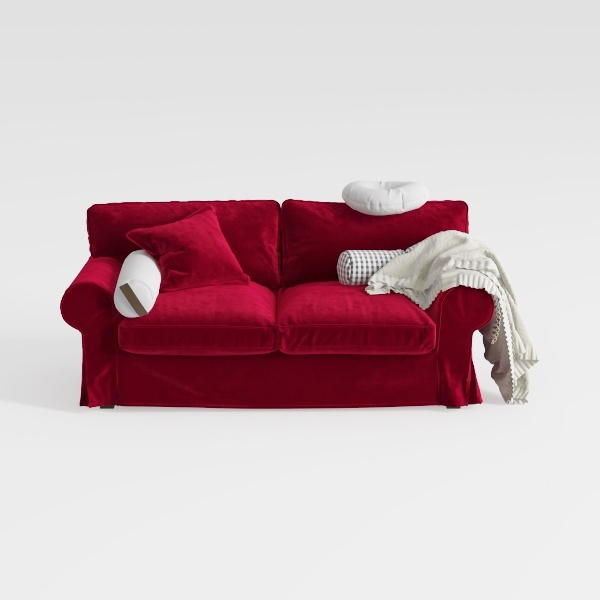 Modern Oversized Wine-Red Chenille Wood Frame Upho