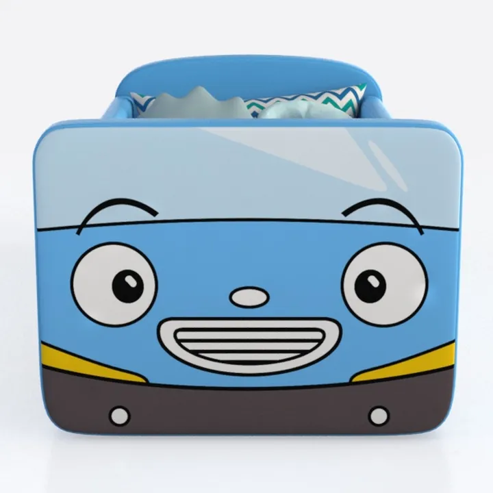 Cartoon Car Themed Kids Bed Cute Blue Fabric Children Bed 3D Model