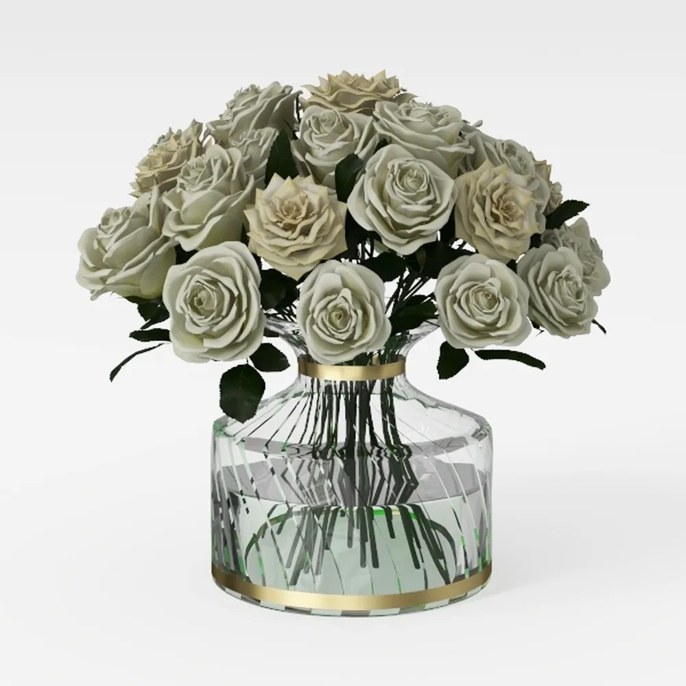 Hollyone Peonies Artificial Flowers with Vase